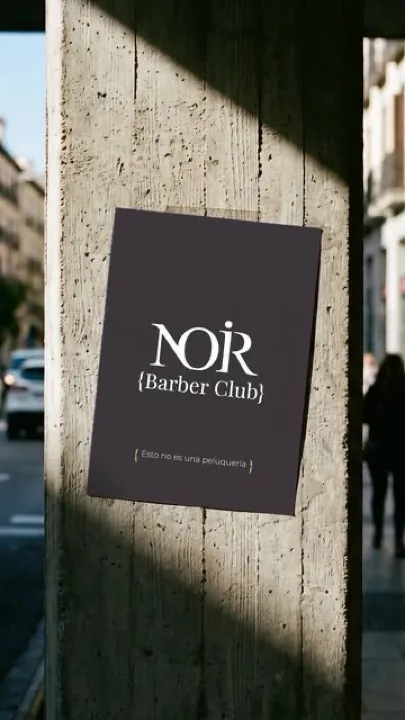 Cartel de marca de Noir Barber Club